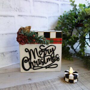 Checked Christmas Decor Sign & Candle Mackenzie Inspired Buffalo Check Ornament